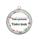 Pendentif Cabochon Argent -  votre prénom ou texte