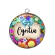 Pendentif Cabochon Argent - votre texte ou prénom