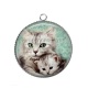 Pendentif Cabochon Argent - chat