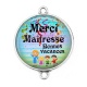 Connecteur Cabochon Argent - Merci maîtresse bonnes vacances