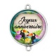 Connecteur Cabochon Argent - joyeux anniversaire