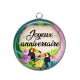 Pendentif Cabochon Argent - joyeux anniversaire