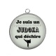 Pendentif Cabochon Argent - Je suis un judoka qui déchire