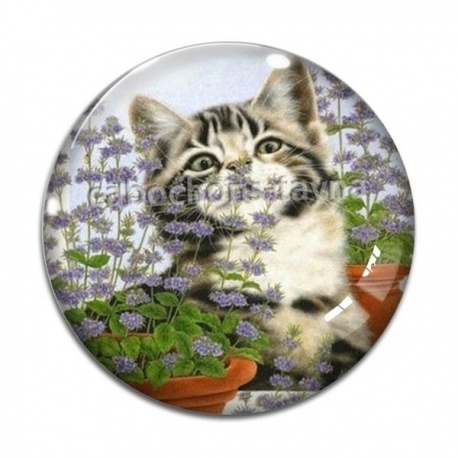 Cabochon Verre - chat