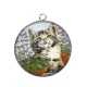 Pendentif Cabochon Argent - chat