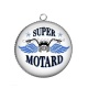 Pendentif Cabochon Argent -  super motard