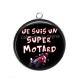 Pendentif Cabochon Argent - je suis un super motard