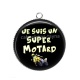 Pendentif Cabochon Argent - je suis un super motard