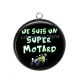 Pendentif Cabochon Argent - je suis un super motard