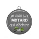 Pendentif Cabochon Argent - je suis un motard qui déchire