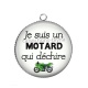 Pendentif Cabochon Argent - je suis un motard qui déchire