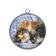 Pendentif Cabochon Argent - chat