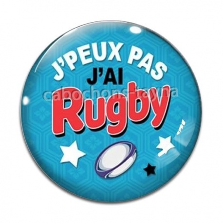 Cabochon Verre - j'peux pas j'ai rugby
