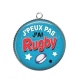 Pendentif Cabochon Argent - j'peux pas j'ai rugby