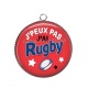 Pendentif Cabochon Argent - j'peux pas j'ai rugby