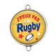 Connecteur Cabochon Argent - j'peux pas j'ai rugby