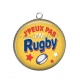 Pendentif Cabochon Argent - j'peux pas j'ai rugby