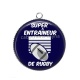 Pendentif Cabochon Argent - super entraîneur de rugby