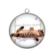 Pendentif Cabochon Argent - chat