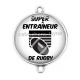 Connecteur Cabochon Argent - super entraîneur de rugby