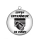 Pendentif Cabochon Argent - super entraîneur de rugby
