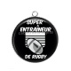 Pendentif Cabochon Argent - super entraîneur de rugby
