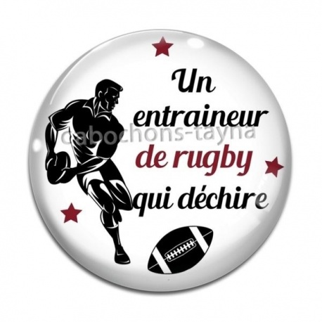 Cabochon Verre - un entraîneur de rugby qui déchire