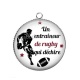 Pendentif Cabochon Argent - un entraîneur de rugby qui déchire