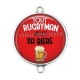 Connecteur Cabochon Argent - tout rugbyman mérite sa bière