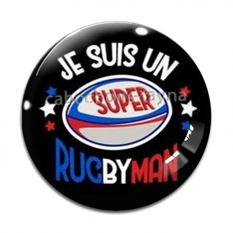 Cabochon Verre - je suis un super rugbyman