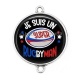 Connecteur Cabochon Argent - je suis un super rugbyman