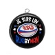 Pendentif Cabochon Argent - je suis un super rugbyman
