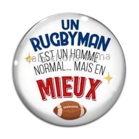 Cabochon Verre - rugbyman est un homme normal mais en mieux