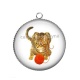 Pendentif Cabochon Argent - chat