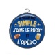 Pendentif Cabochon Argent - je suis un mec simple j'aime le rugby et l'apéro