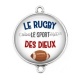 Connecteur Cabochon Argent - le rugby le sport des dieux