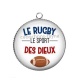 Pendentif Cabochon Argent - le rugby le sport des dieux