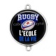 Connecteur Cabochon Argent - rugby l'école de la vie