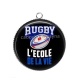 Pendentif Cabochon Argent - rugby l'école de la vie