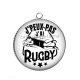 Pendentif Cabochon Argent - j'peux pas j'ai rugby