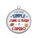 Pendentif Cabochon Argent - je sui un mec simple j'aime le rugby et l'apéro