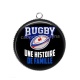 Pendentif Cabochon Argent - rugby une histoire de famille