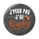 Cabochon Résine - j'peux pas j'ai rugby