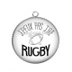 Pendentif Cabochon Argent - j'peux pas j'ai rugby