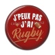 Cabochon Résine - j'peux pas j'ai rugby