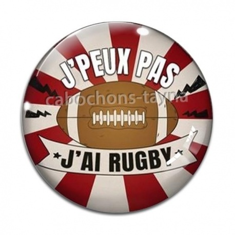 Cabochon Verre - j'peux pas j'ai rugby