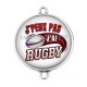Connecteur Cabochon Argent - j'peux pas j'ai rugby