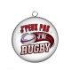 Pendentif Cabochon Argent - j'peux pas j'ai rugby