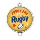 Connecteur Cabochon Argent - j'peux pas j'ai rugby