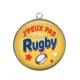 Pendentif Cabochon Argent - j'peux pas j'ai rugby